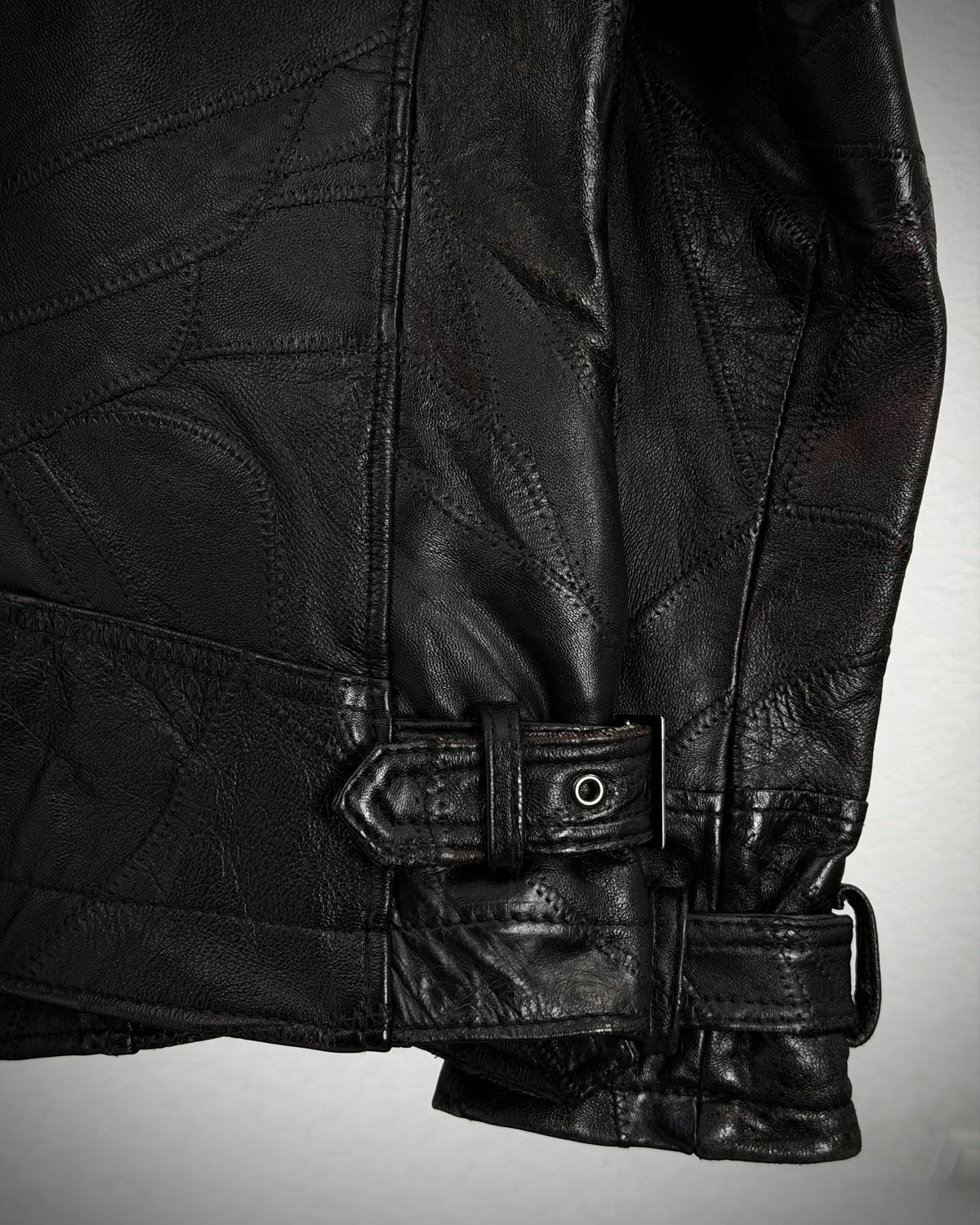 Semantic Design Scar Stitched Leather Patchwork Jacket