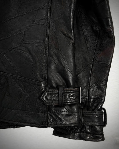 Semantic Design Scar Stitched Leather Patchwork Jacket