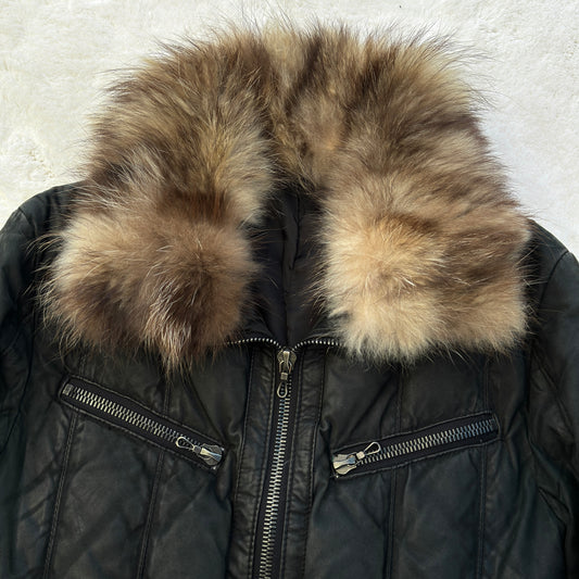 Shellac Leather Fur Pufferjacket