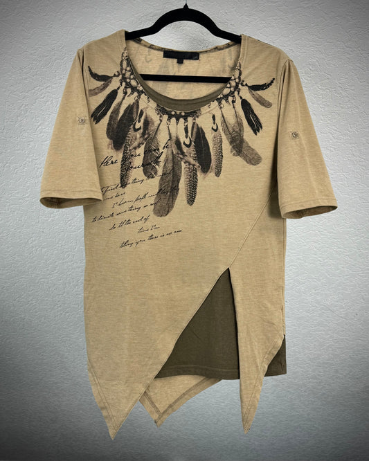 Dope Double Layered Feather Necklace T-Shirt