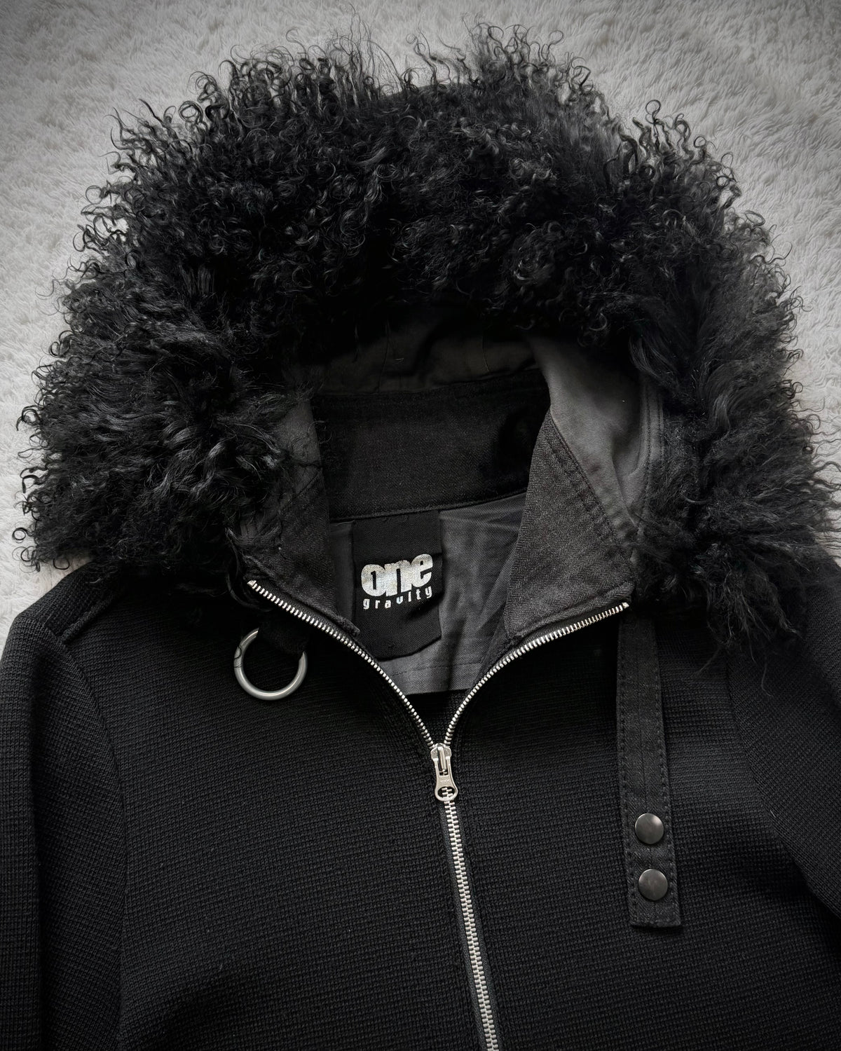 One Gravity Lamb Fur Zip Up Hoodie