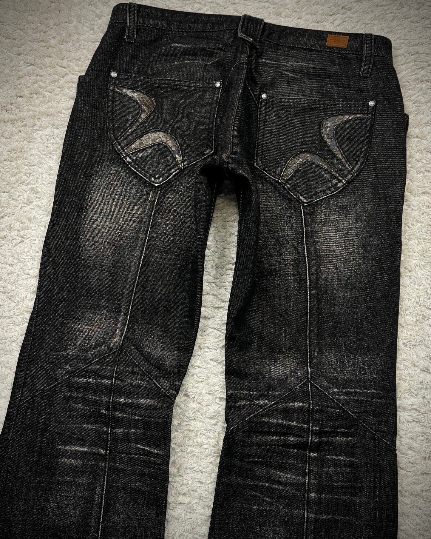 Nicole Club Clawmarks Washed Python Detailed Bootcut Jeans