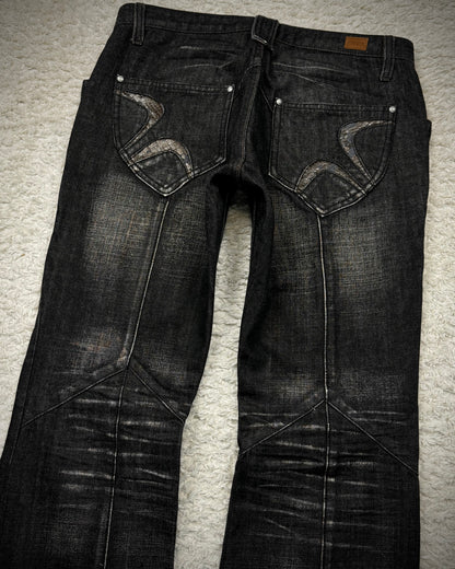 Nicole Club Clawmarks Washed Python Detailed Bootcut Jeans