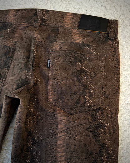 Tornado Mart Python Pattern Lace Up Flared Pants