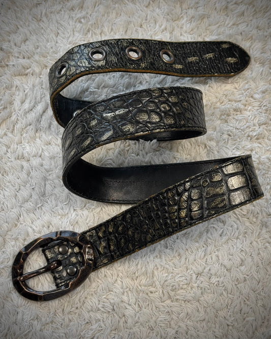 5351 Pour Les Hommes Crocodile Textured Leather Belt
