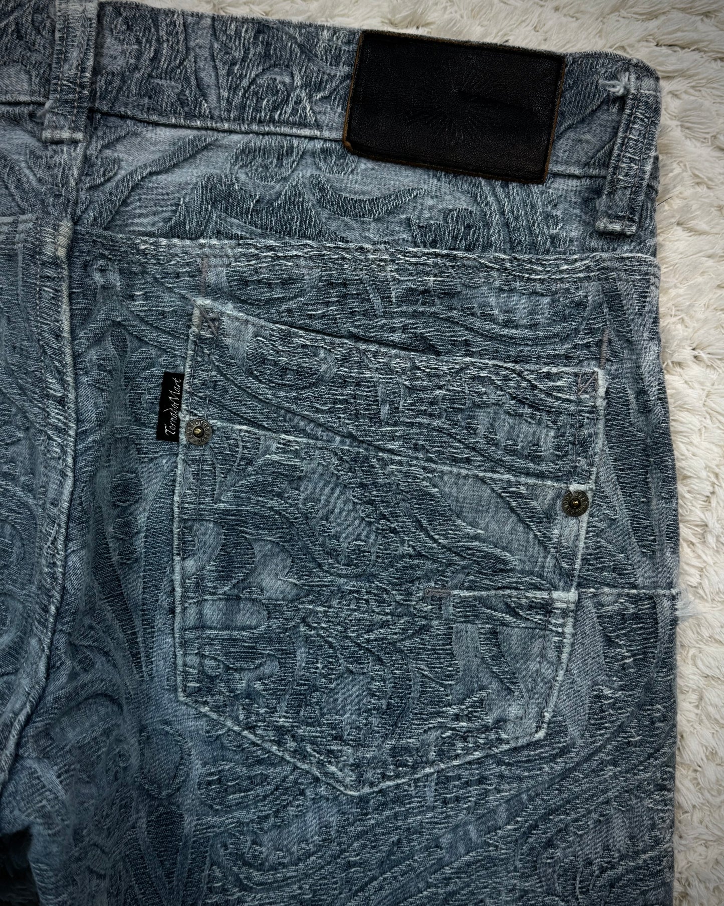 Tornado Mart 3D Paisley Pattern Flared Jeans