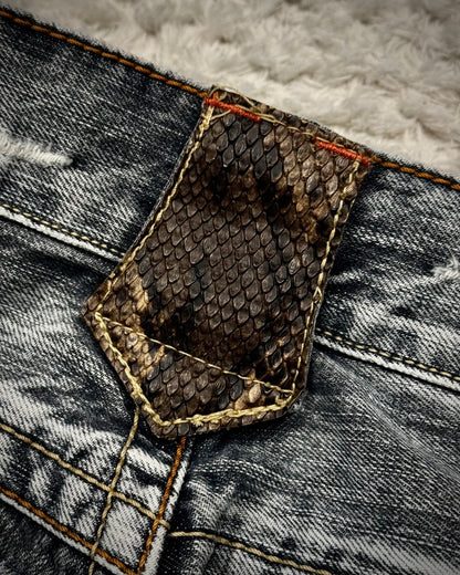 Semantic Design Python Flaps Spiral Flared Jeans