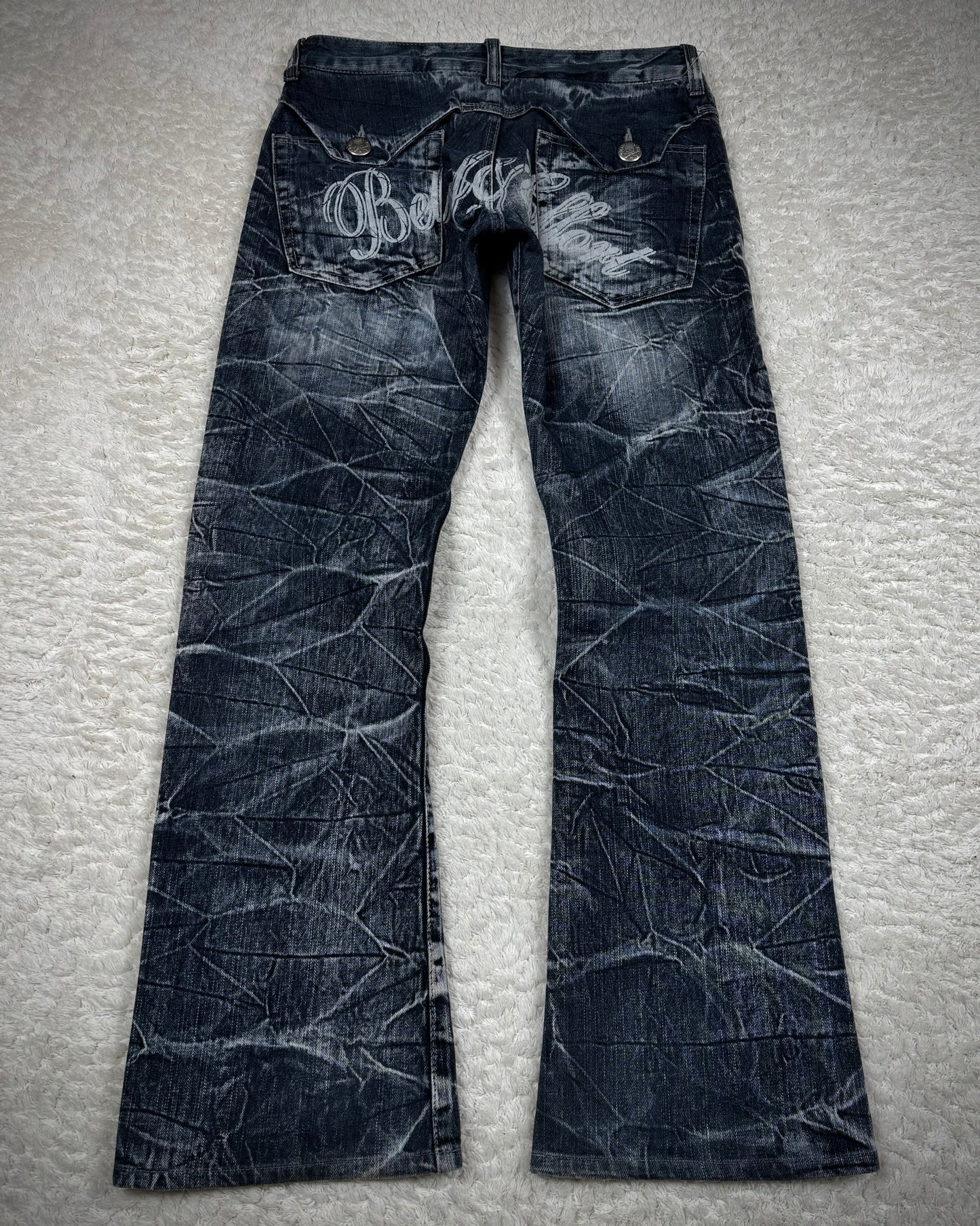 Wild Life Frost Washed Spider Web Bootcut Jeans
