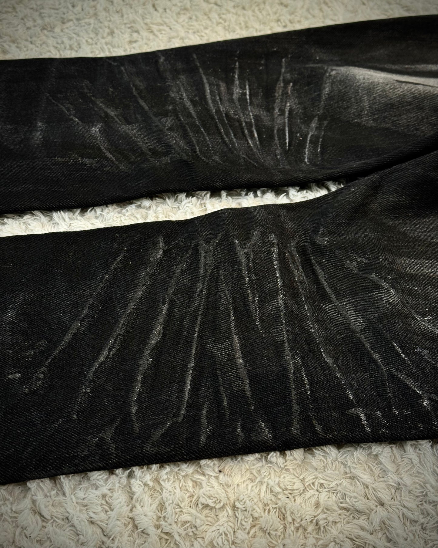 Fuga Whisker Coated Charcoal Washed Flared Jeans