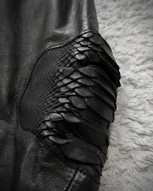 IfSixWasNine Python Elbow Horse Leather Jacket