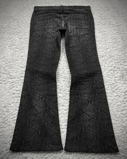 Tornado Mart Python Pattern Flared Jeans
