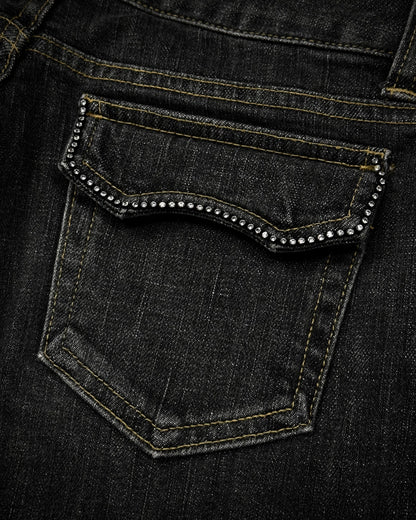 RuJeans Crystal Detailed Flared Jeans