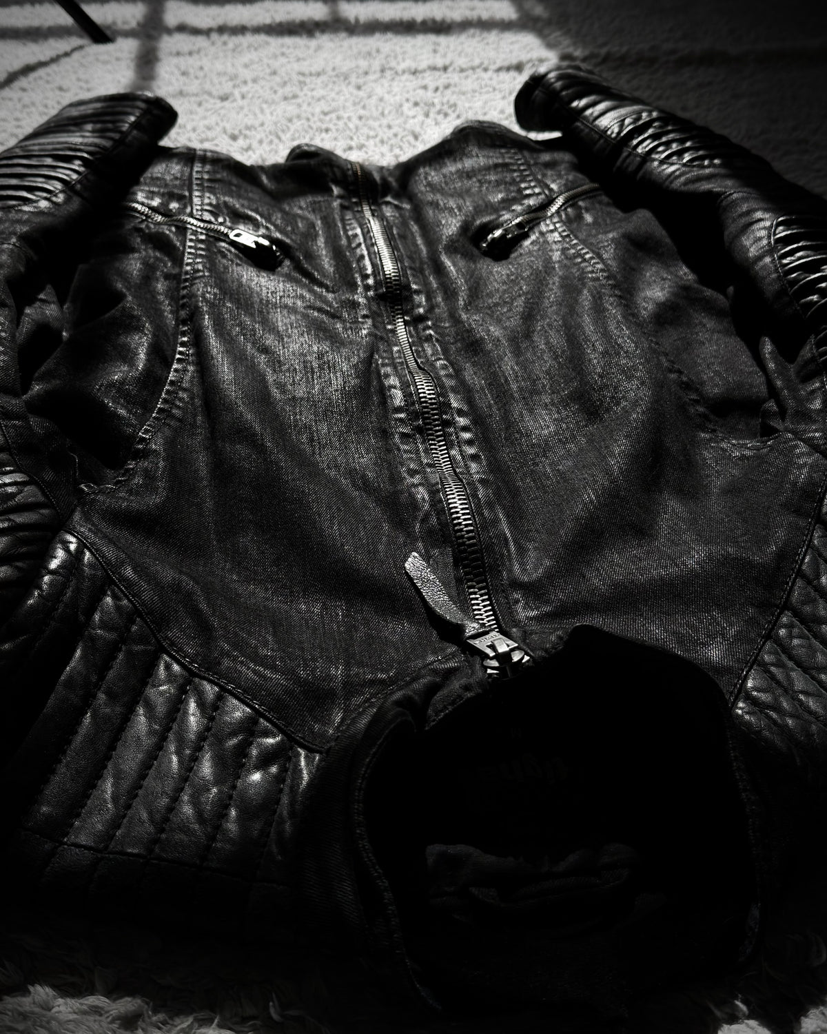 Tigha Waxed Leather Biker Jacket