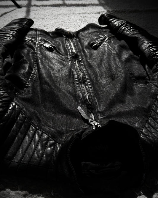 Tigha Waxed Leather Biker Jacket