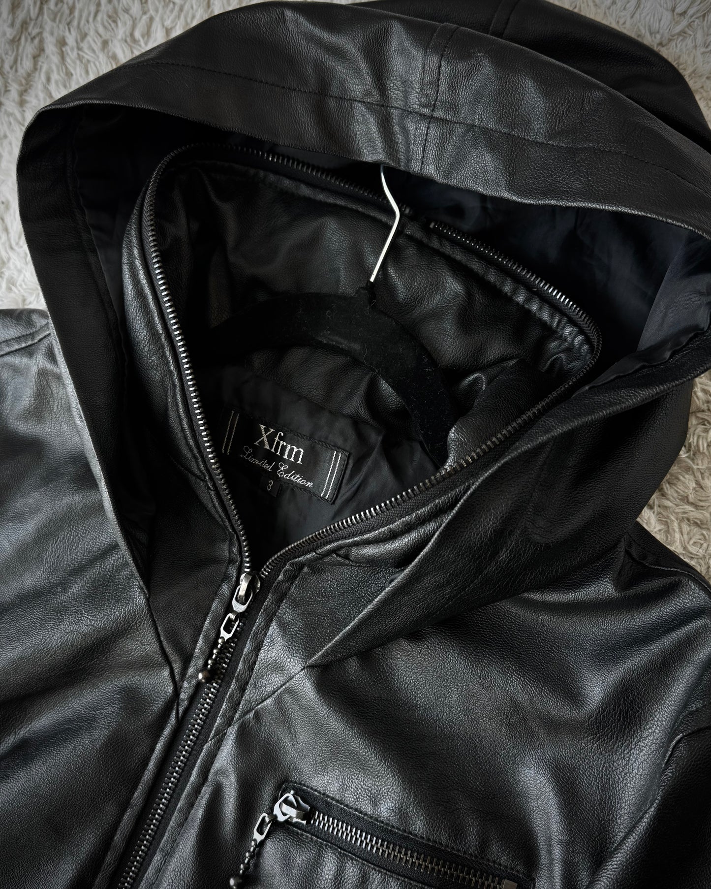 Xfrm Full Zip Hooded Faux Leather Jacket