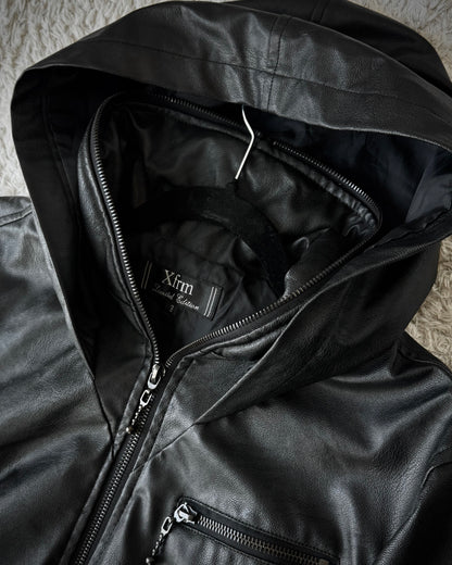 Xfrm Full Zip Hooded Faux Leather Jacket