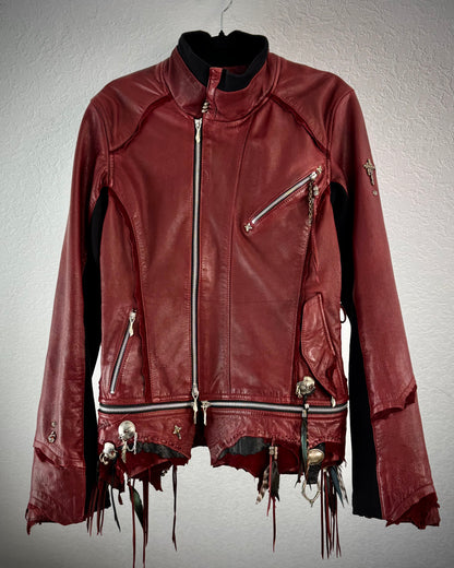 14th Addiction “Beat It” Crimson Leather Jacket