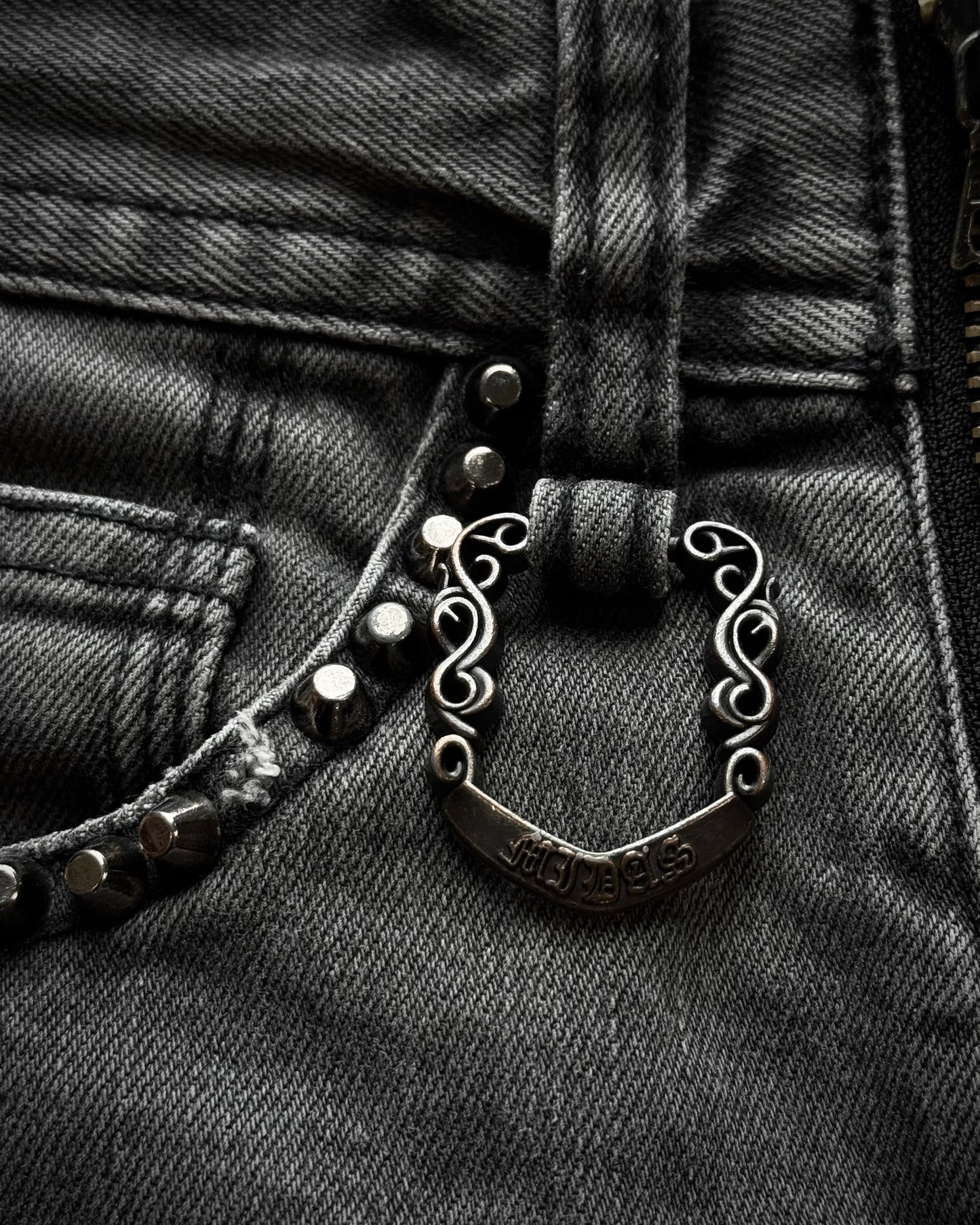 Midas Lace Up Studded Distressing Flared Jeans
