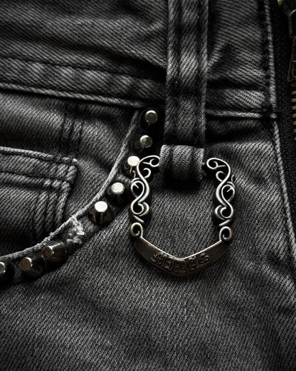 Midas Lace Up Studded Distressing Flared Jeans