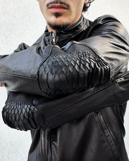 IfSixWasNine Python Elbow Horse Leather Jacket