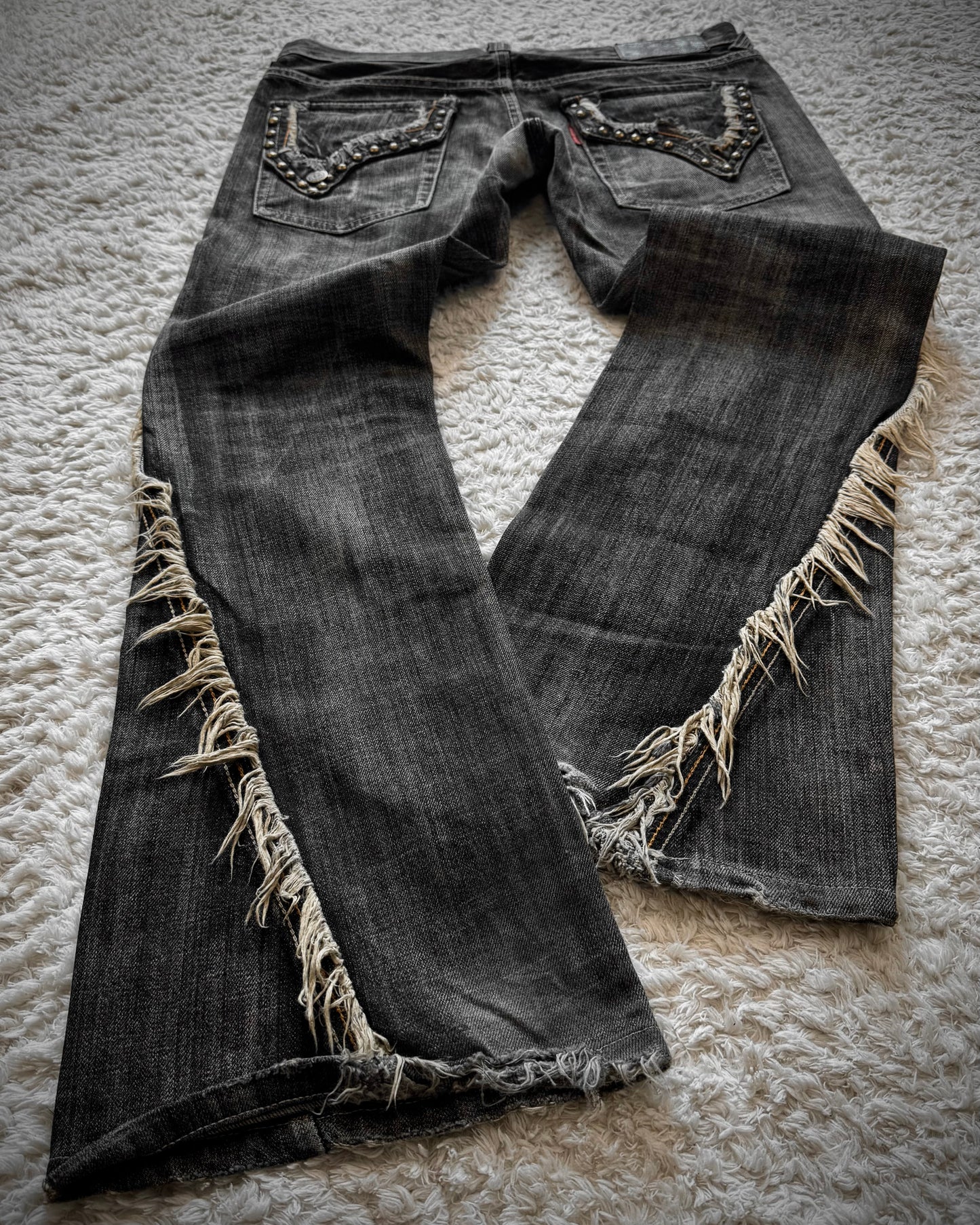 Tornado Mart Spiral Fringe Western Flared Jeans