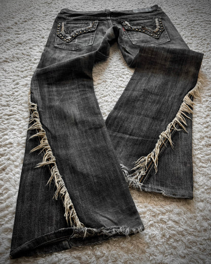 Tornado Mart Spiral Fringe Western Flared Jeans