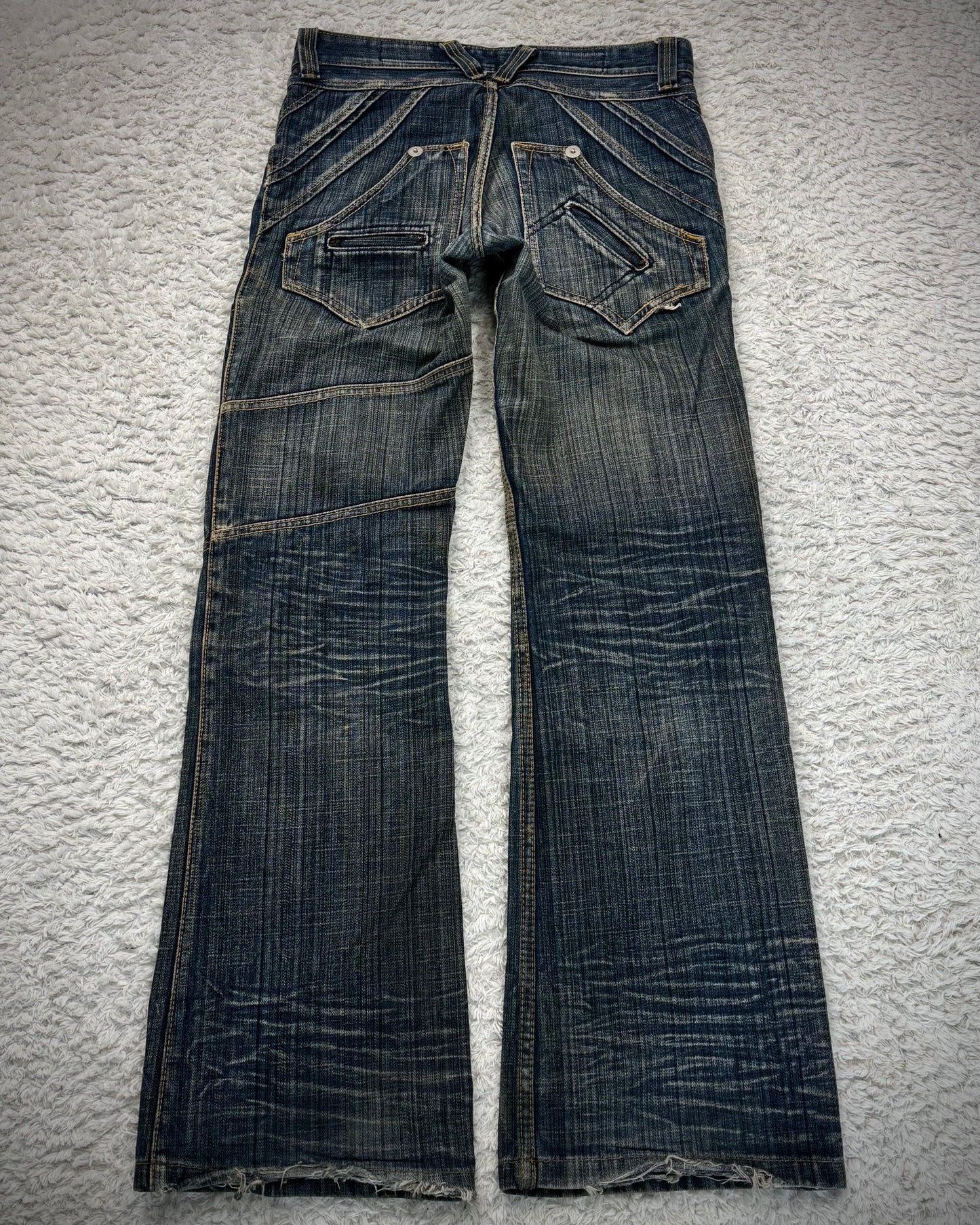 Jeans De Art Multi Pocket Mud Washed Jeans