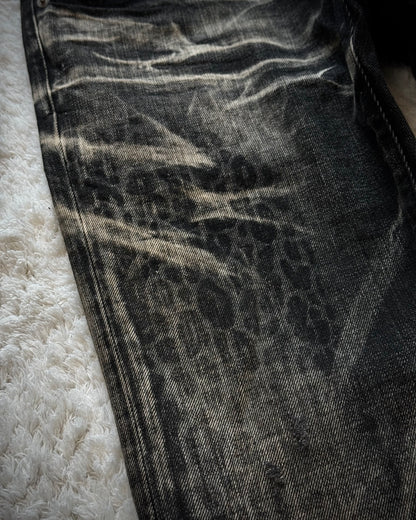 Tornado Mart Leopard Clawmarks Washed Slim Bootcut Jeans