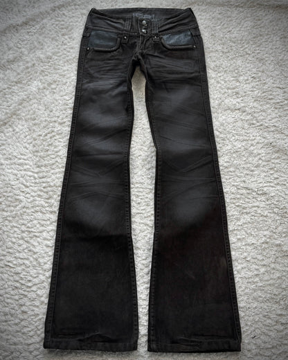 Cook Jeans Raw Cut Flap Attachment Whiskered Flared Pants