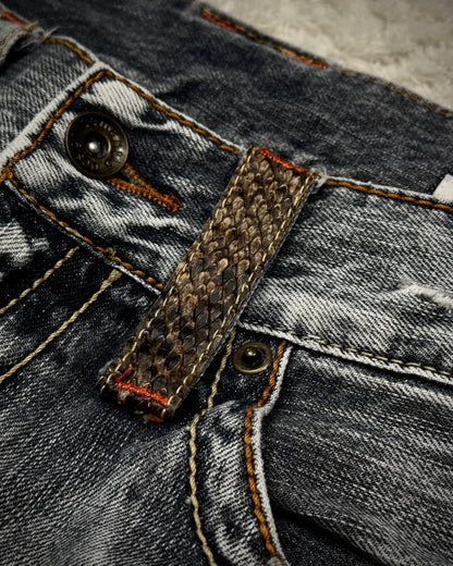 Semantic Design Python Flaps Spiral Flared Jeans