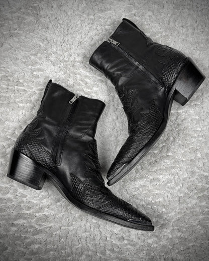 Ash Python Leather Metallic Pointed Boots