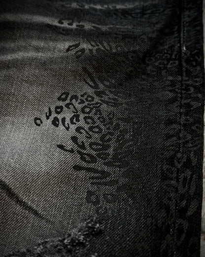 Lagust Leopard Imprinted Denim Shorts