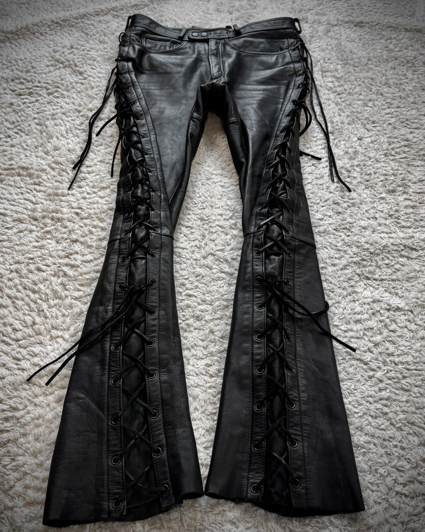Polo Leather Lace Up Biker Pants