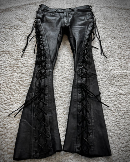 Polo Leather Lace Up Biker Pants