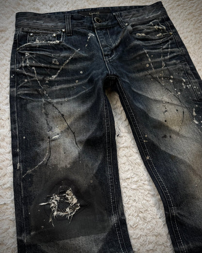Lagust Silver Splatter Python Repaired Bootcut Denim