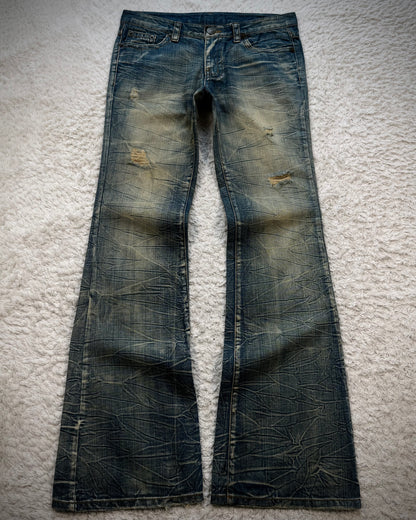 Agate Label Mud Honeycomb Washed Vintage Flared Jeans