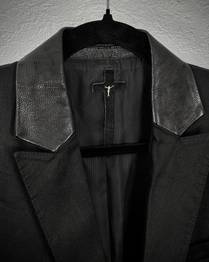 L.G.B. “JK-6” Fringed Spine Goat Collar Cross Blazer