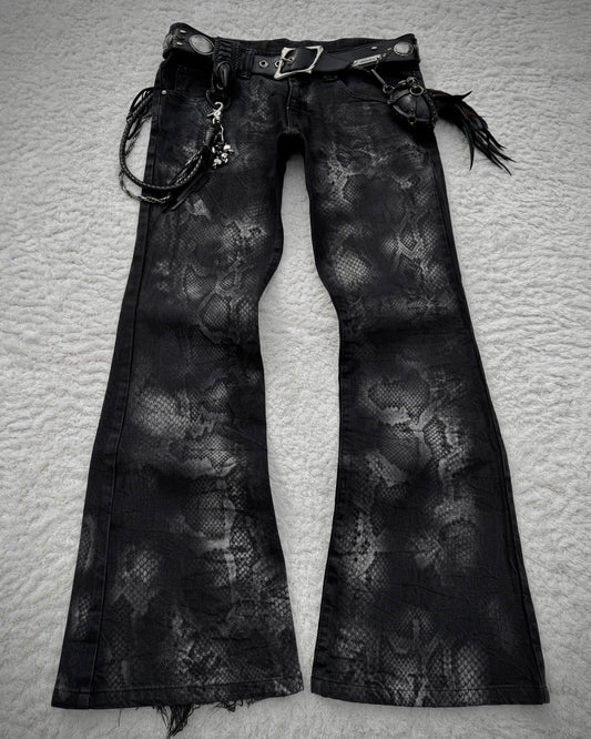 Tornado Mart Python Printed Flared Pants