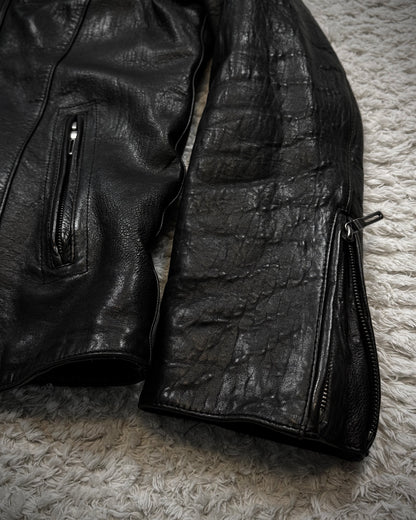 CAV-000 Hooded Textured Leather Jacket