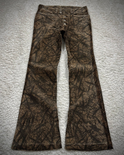 Tornado Mart Wood Textured Flared Pants