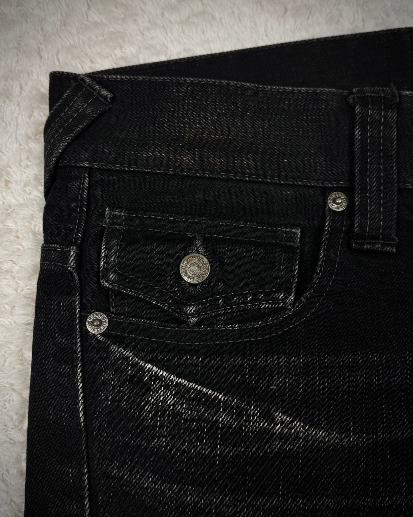 Tornado Mart Blood Clawmark Washed Spiral Flared Jeans
