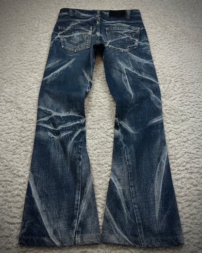 Tornado Mart Clawmarks Washed Spiral Flared Jeans