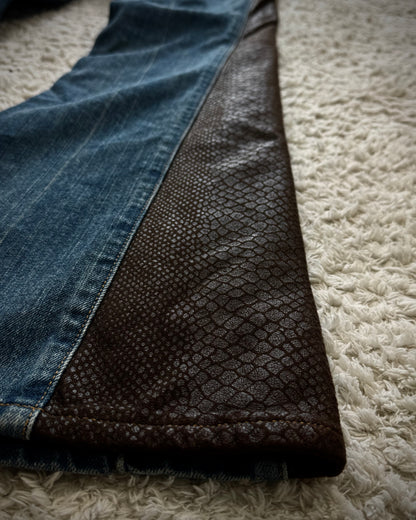 Morgan Homme Python Waxed Vintage Flared Jeans