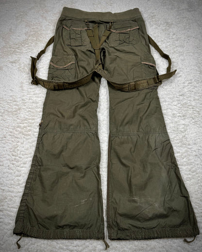 G.O.A Military Flared Suspender Cargo Pants
