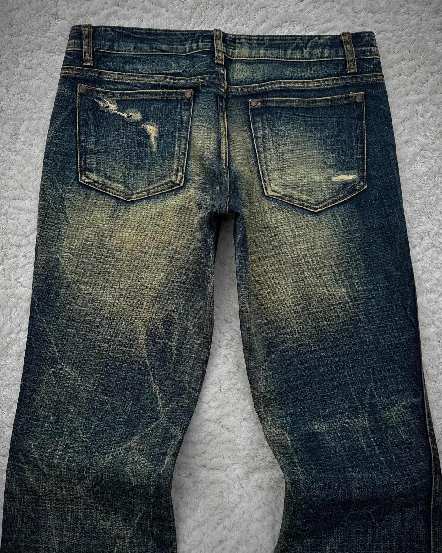 Ozz First Mud Wash Distressed Flared Jeans