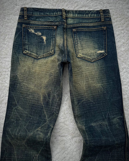 Ozz First Mud Wash Distressed Flared Jeans