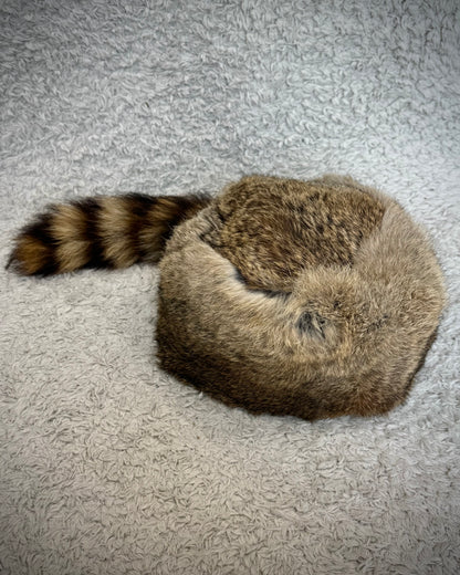 Rabbit Fur Raccoon Tail Hat