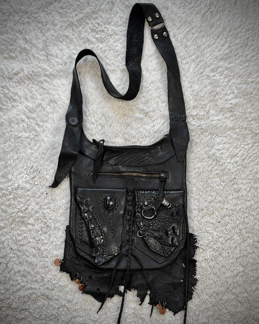 Raw Cut Crocodile Leather Shoulder Bag