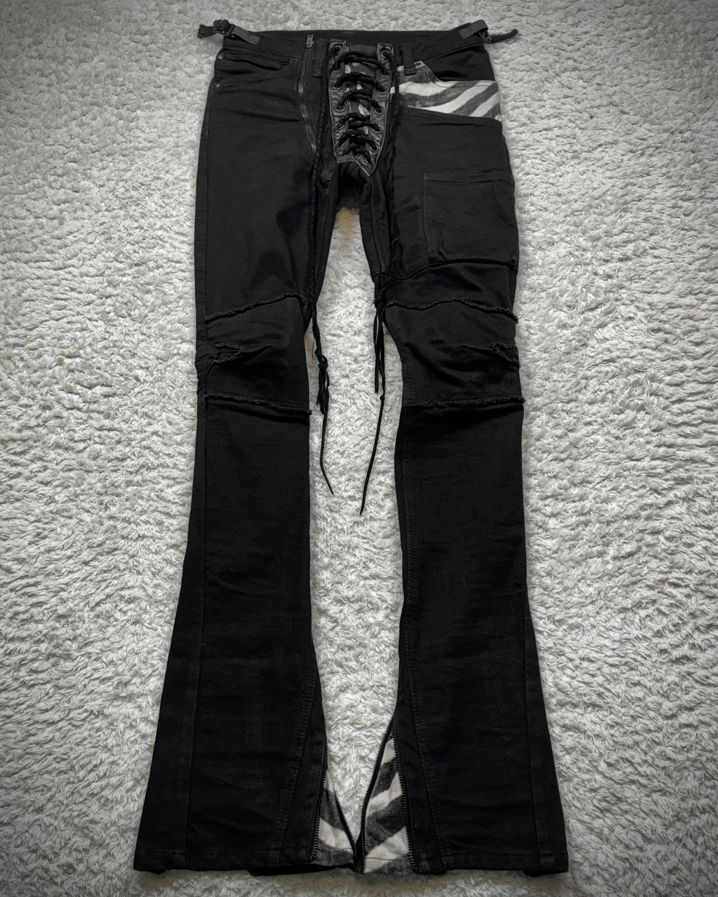 IfSixWasNine Zebra Lace Up Slim Bootcut Pants
