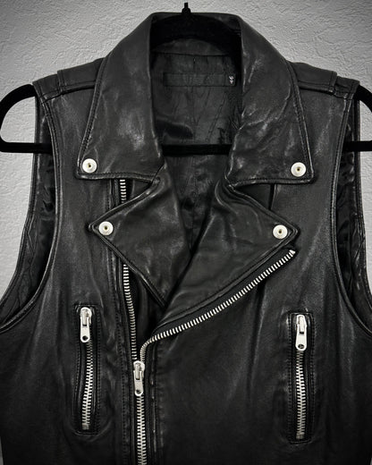 Fuga Zippered Sheepskin Leather Biker Vest